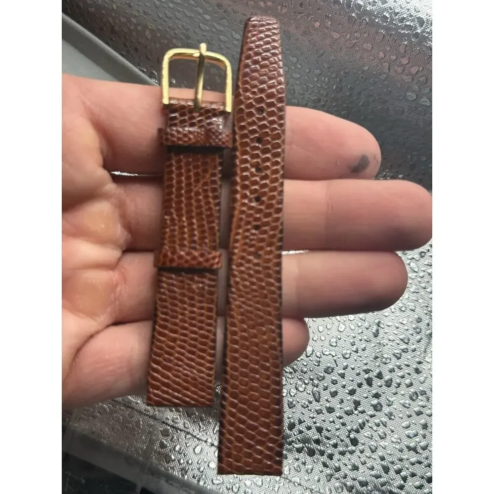 16mm Kreisler Tan Genuine Lizard NOS Vintage Watch Band & Gold-Tone Buckle